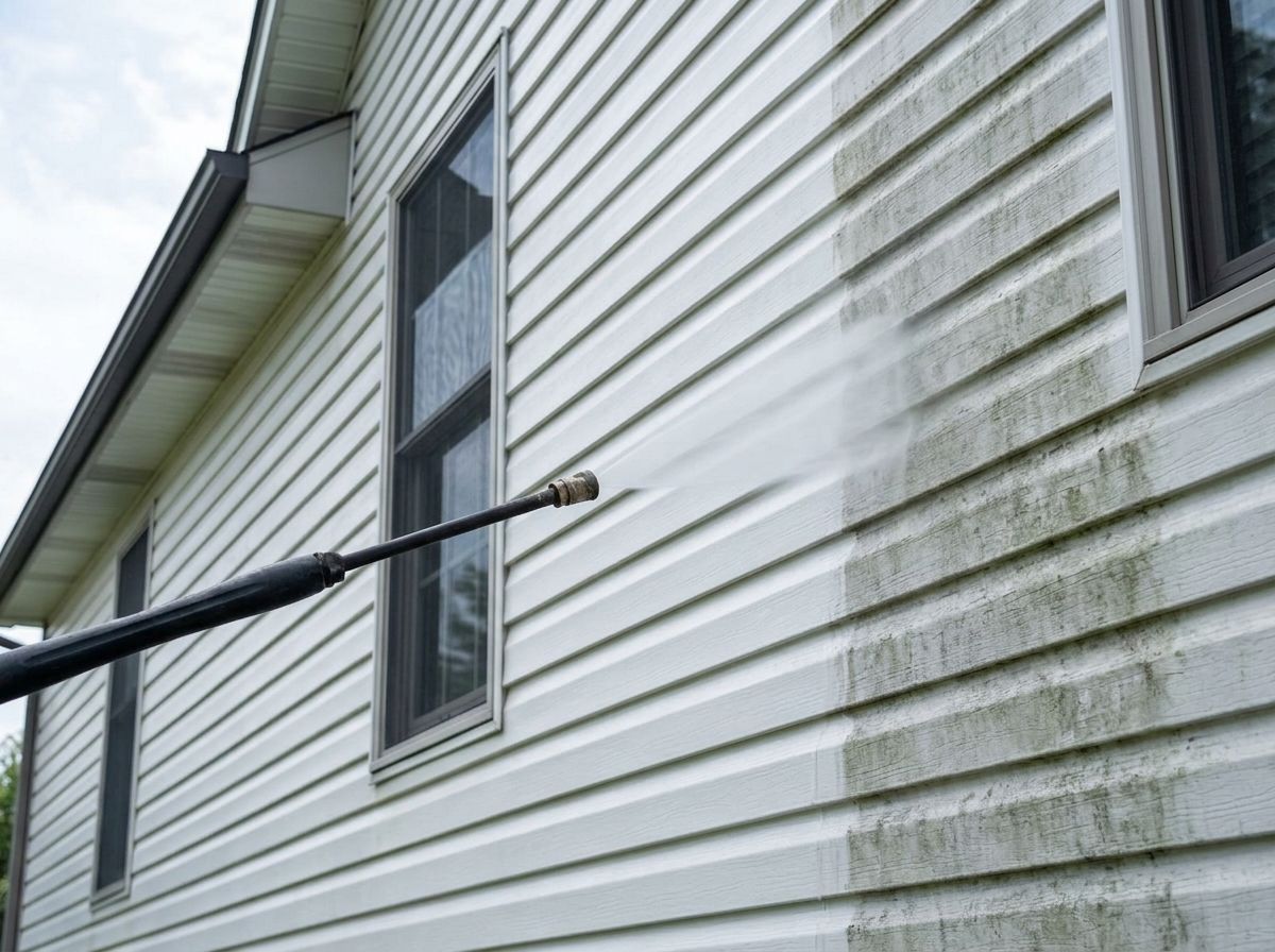 House siding being pressure washed